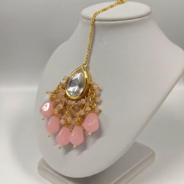 Maang Tikka close up showing Kundan stone work