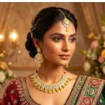 Kundan Necklace Set with Tikka - Yellow