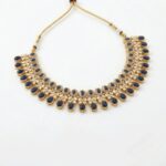 Kundan Necklace Set with Tikka - Blue - Image 3