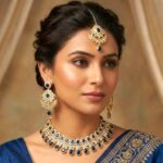 Kundan Necklace Set with Tikka - Blue