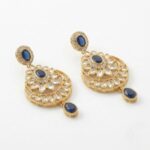 Kundan Necklace Set with Tikka - Blue - Image 4
