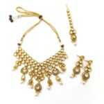 Elegant Kundan necklace with matching earrings and maang tikka
