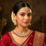 Kundan Necklace Set with Tikka - Red