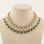 Kundan Necklace Set with Tikka - Green - Image 3