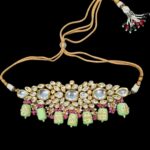 Swarnika Emerald Dew - Pista Green | Kundan Choker Necklace Set - Image 3