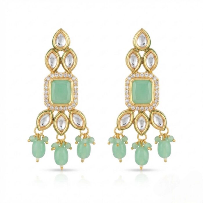 Swarnika Emerald Dew - Pista Green | Kundan Choker Necklace Set with Tikka - Image 3