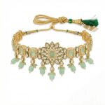 Swarnika Emerald Dew - Pista Green | Kundan Choker Necklace Set with Tikka - Image 2