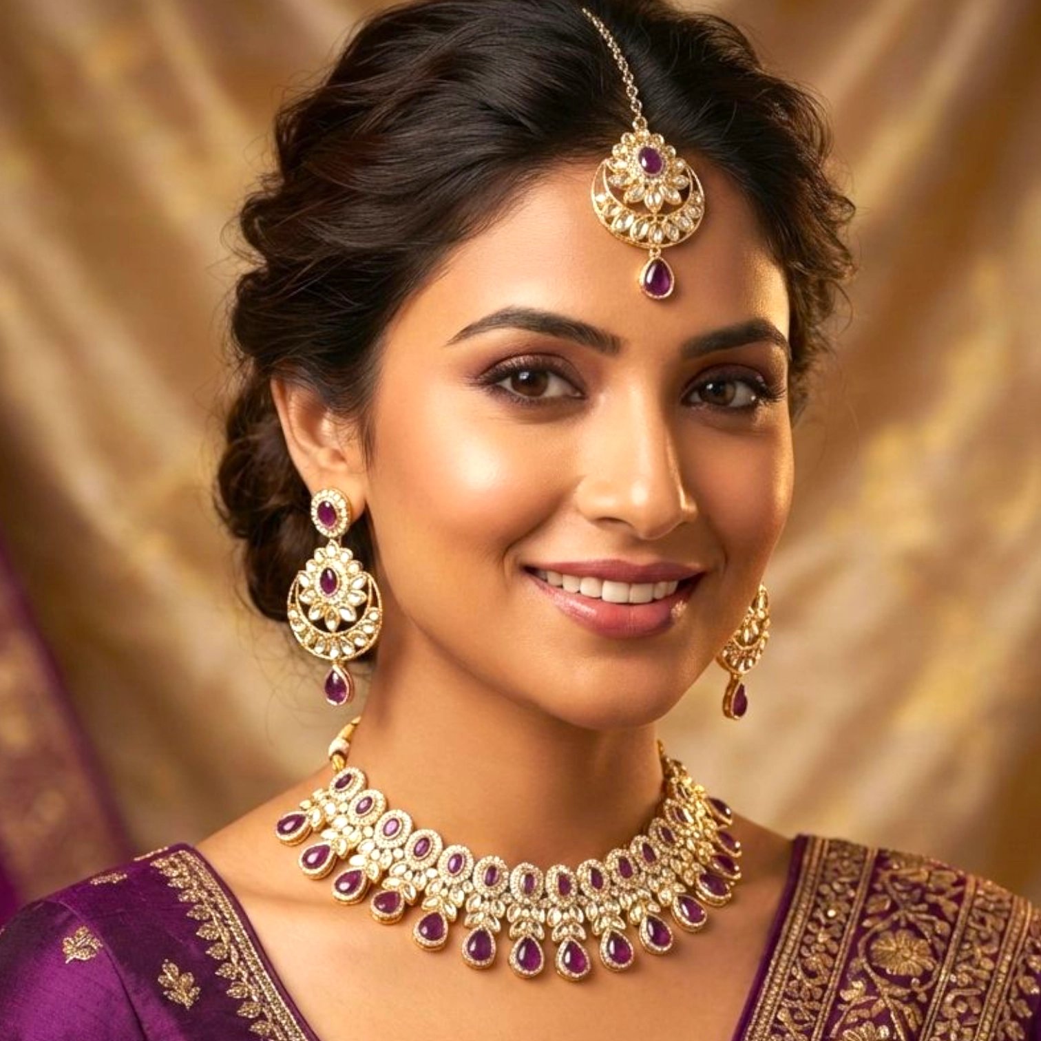 Kundan Necklace Set - Matching earrings and Tikka Kundan Necklace Set - Matching earrings and Tikka