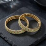 Aureva Series gold plated statement bangle with AD and Kundan stones