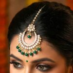 Kundan Stone Work - Maang Tikka - Chand - green