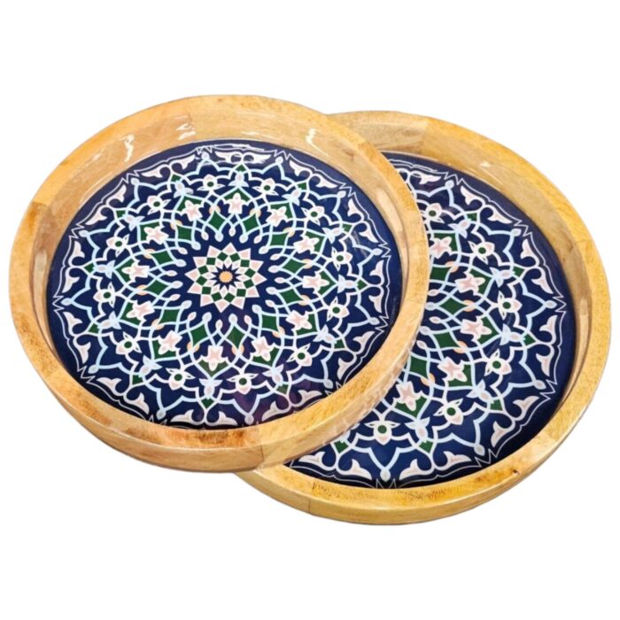 Premium high gloss mango wood tray set of 2