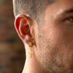 Pair of Gold plated Cross Clip Earrings - Men