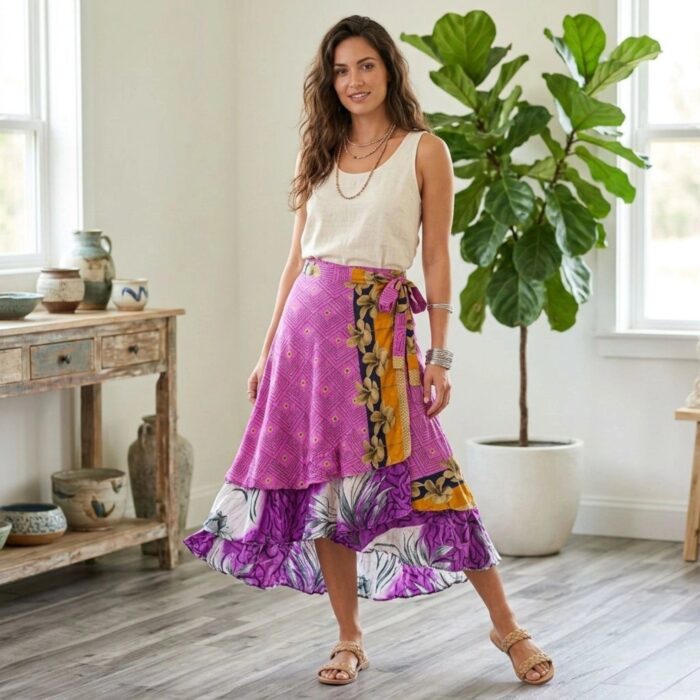 Reversible Two Layer Wrap Around Skirt