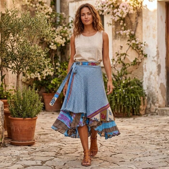 Reversible Two Layer Wrap Around Skirt - Image 5