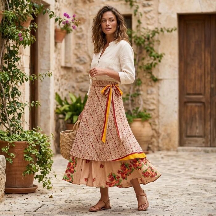 Reversible Two Layer Wrap Around Skirt - Image 5