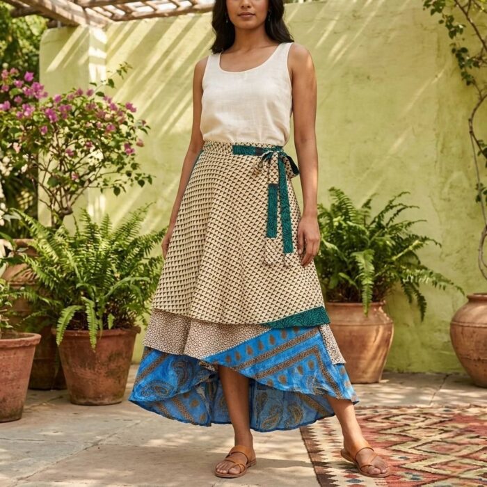 Reversible Two Layer Wrap Around Skirt - Image 5