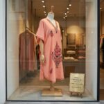 Women's Kaftan Floral Embroidery - Peach - Image 4