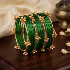 Trending Glass Bangle Set with Kashmiri Ghungroo Bangle set