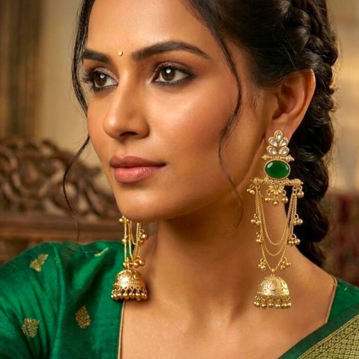 Aura Party Wear Ghunghroo with Jhumki Earrings - Image 5