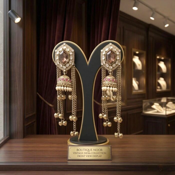 Aura Party Wear Ghunghroo Stud Earrings with jhumki - Image 4