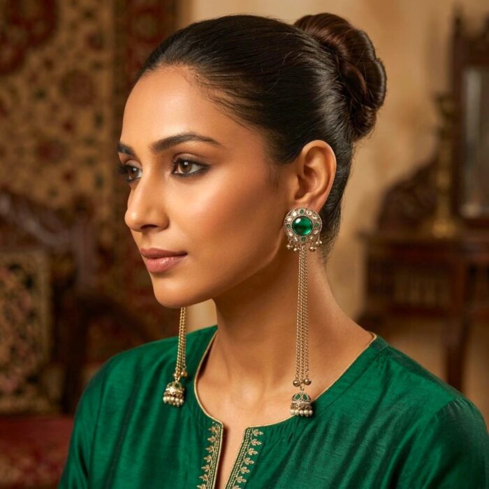 Aura Party Wear Ghunghroo Stud Earrings with jhumki - Image 6