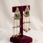 Aura Party Wear Ghunghroo Earrings - Green - Image 3