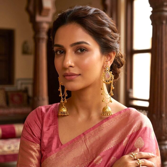 Aura Party Wear Ghunghroo with Jhumki Earrings - Image 6