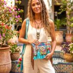 Handmade patch Banjara crossbody bag - Turquoise - Image 2