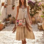 Handmade patch Banjara crossbody bag - White - Image 2