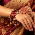 Elegant Glass Bangles with Pearl & Stone Accents with Kashmiri Ghungroo Bangles - Maroon