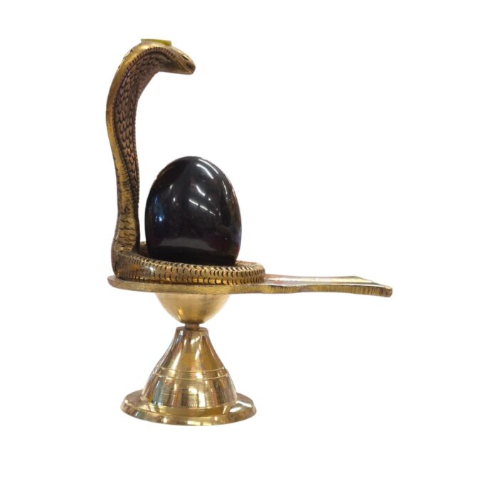 Brass shivling - 6 inch| Shaligram with Nagraj in Brass - Image 6