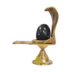 Brass shivling - 6 inch| Shaligram with Nagraj in Brass - Image 2