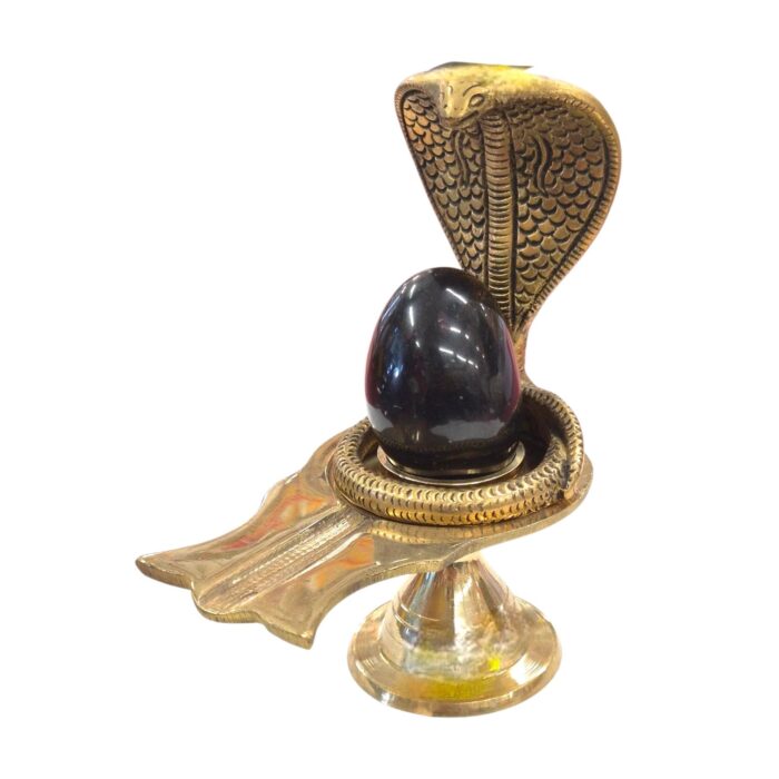 Brass shivling - 6 inch| Shaligram with Nagraj in Brass - Image 7