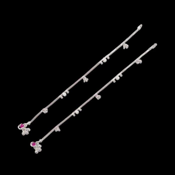 Pair of Silver Anklets | 10.5 inch Silver Anklets for Adults | Chandi ki Payal - Image 2