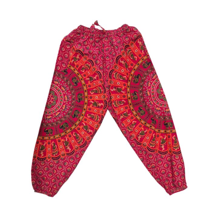 Boho Hippie Harem Pants - Cotton - Red - Image 2