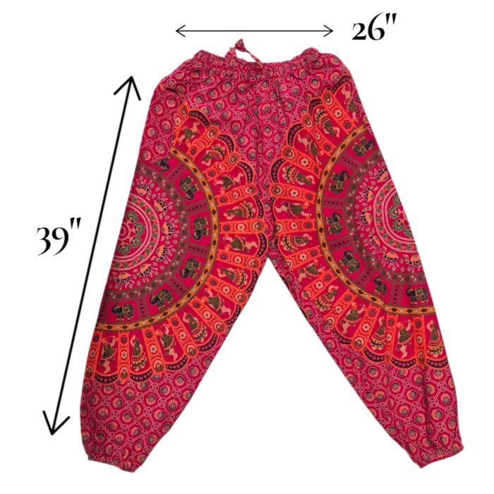 Boho Hippie Harem Pants - Cotton - Red - Image 5