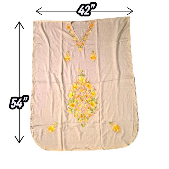 Women's Kaftan Floral Embroidery - Lite Brown - Image 2
