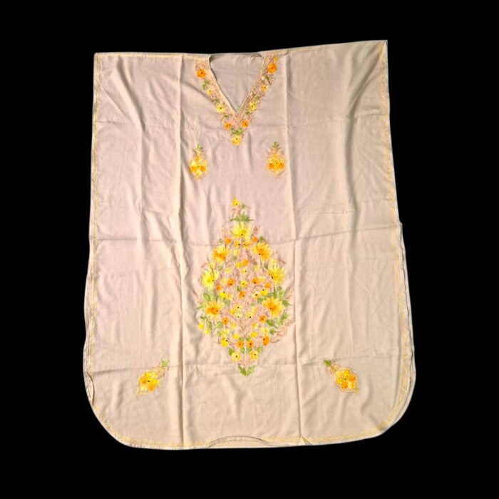 Women's Kaftan Floral Embroidery - Lite Brown - Image 3