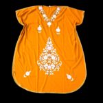 Women's Kaftan Floral Embroidery - Mustard - Image 3