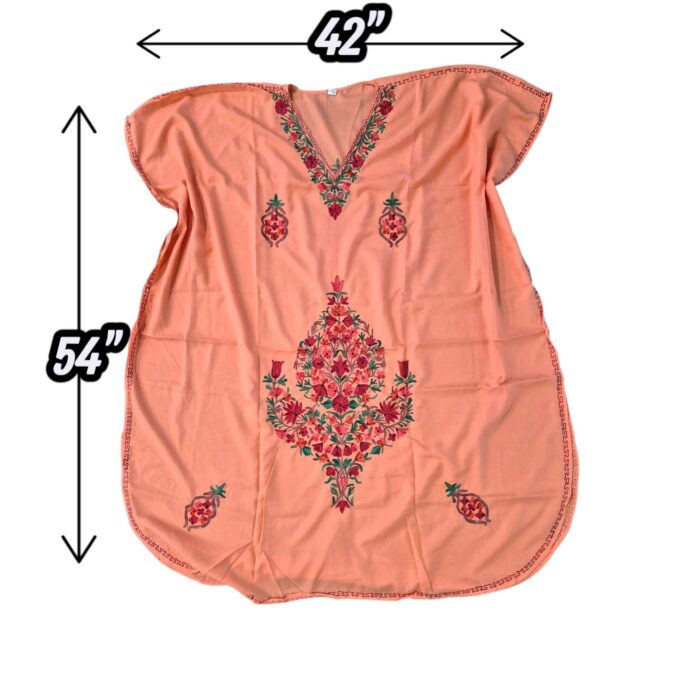 Women's Kaftan Floral Embroidery - Peach - Image 6