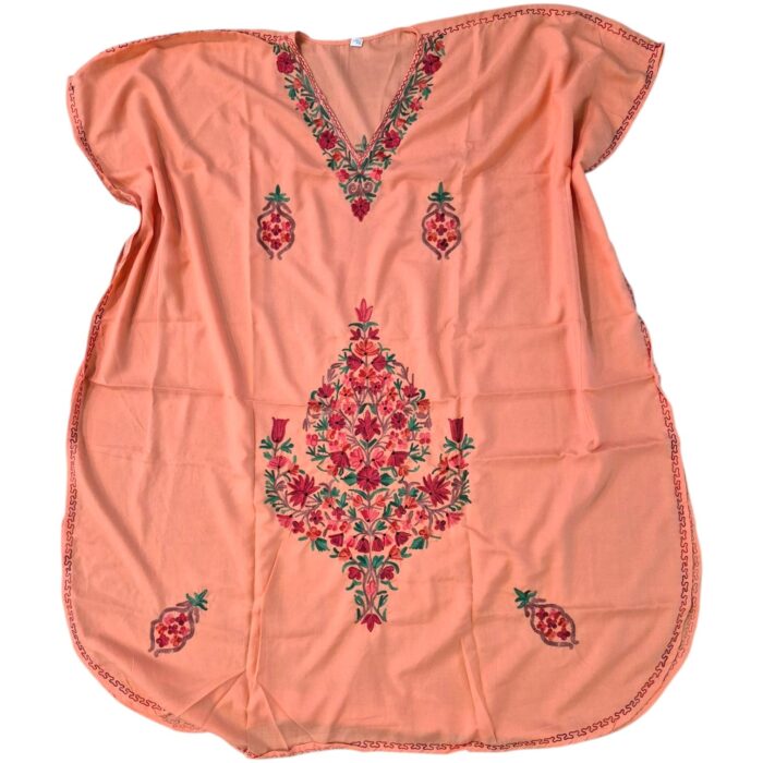 Women's Kaftan Floral Embroidery - Peach - Image 2