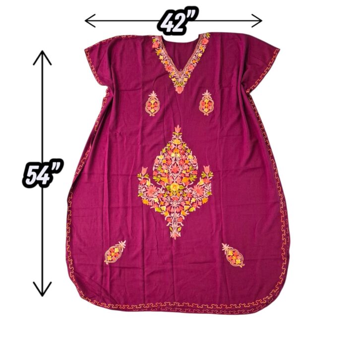 Women's Kaftan Floral Embroidery - Maroon - Image 2