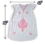 Women's Kaftan Floral Embroidery - White with Pink - Image 2