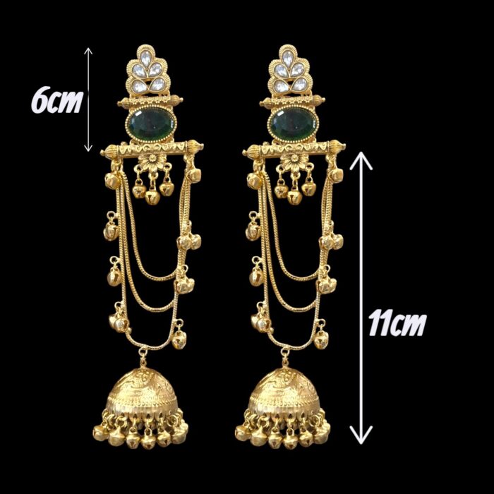 Aura Party Wear Ghunghroo with Jhumki Earrings - Image 4