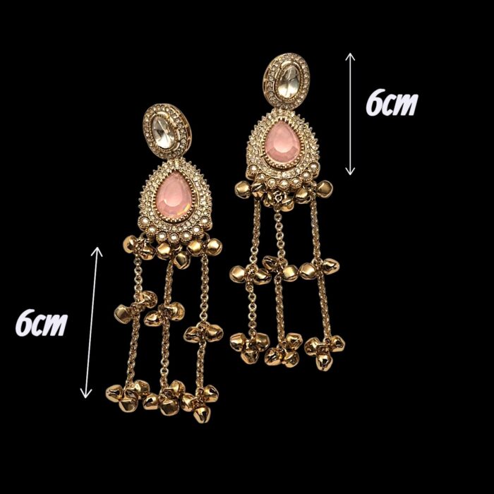 Aura Party Wear Ghunghroo Earrings - Pink - Image 5