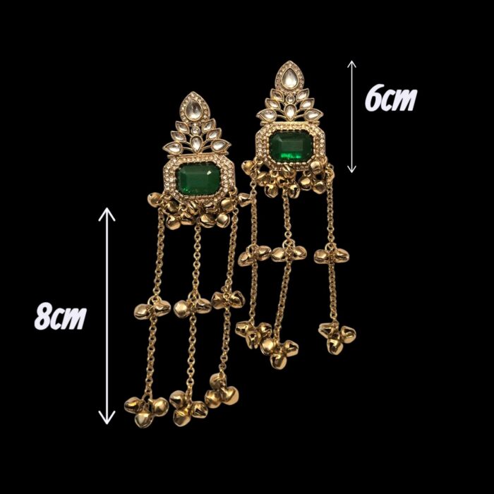 Aura Party Wear Ghunghroo Earrings - Green - Image 5