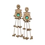Aura Party Wear Ghunghroo Earrings - Turquoise - Image 2