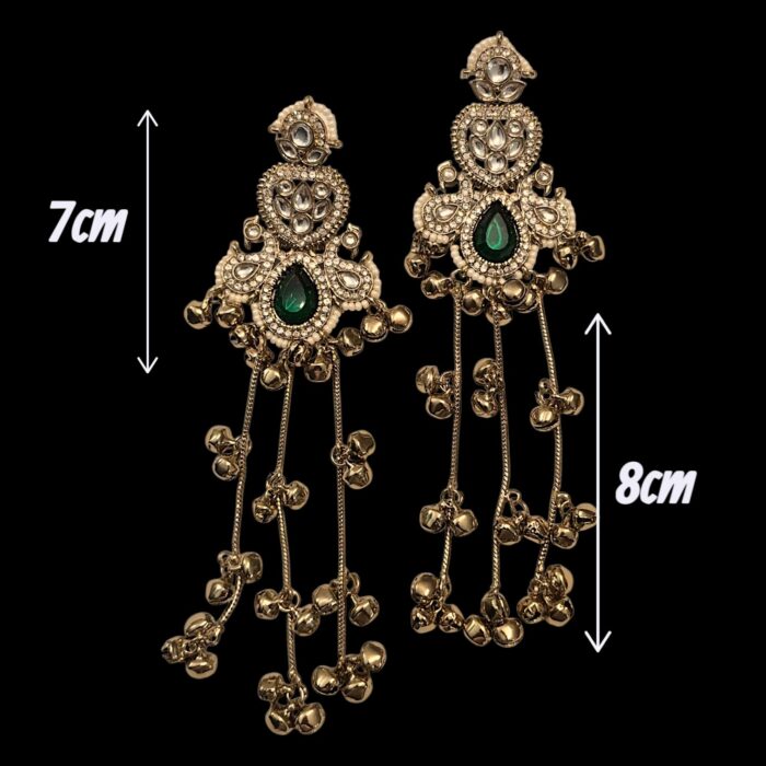 Aura Party Wear Ghunghroo Earrings - Green - Image 5