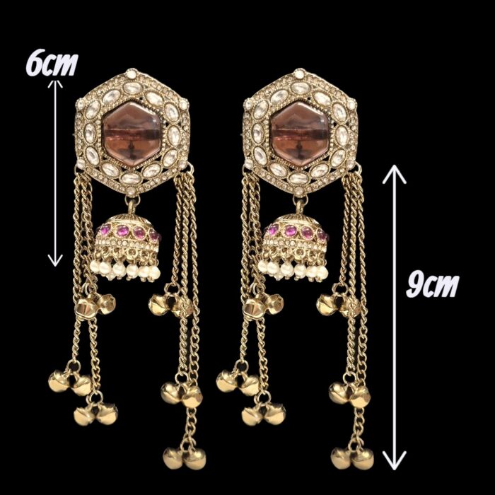 Aura Party Wear Ghunghroo Stud Earrings with jhumki - Image 2