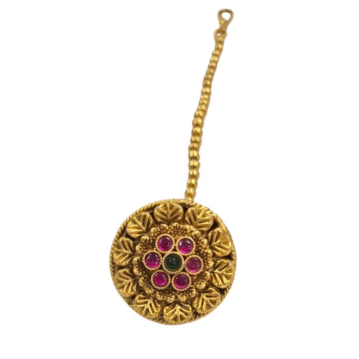 Traditional Rajasthani Borla - Gemstones | Maang Tikka - Image 2